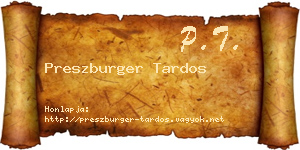 Preszburger Tardos névjegykártya